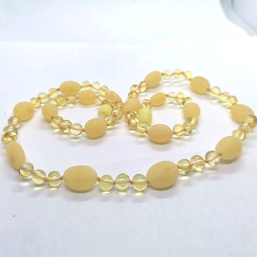 Gelbe Bernstein Halskette Natur Perlen Zitrone Weiß Farbe Einzigartiges Design für Erwachsene - Bild 4 von 6