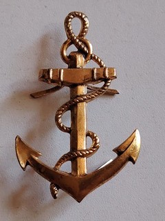 Insigne Agrafe Ancre de marine Fixation à lamelles 55 X 33 mm Vintage Militaria