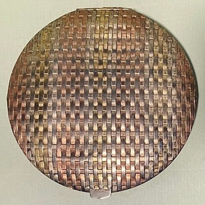 VINTAGE EVANS STERLINGSILBER 4'' RUND KOMPAKT DREIFARBIG KORBGEWEBE DESIGN