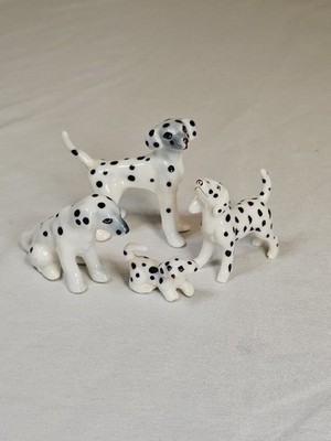 MINIATURE BONE CHINA DALMATIAN DOG  FAMILY FIGURINES SET of 4