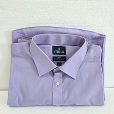 Stafford Travel Purple Dress Shirt 18 34/35 Easy Care Broadcloth