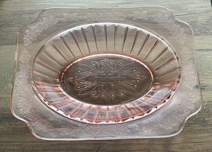 VINTAGE COLLETABLE ANCHOR HOCKING MAYFAIR PINK DEPRESSION GLASS SERVING BOWL