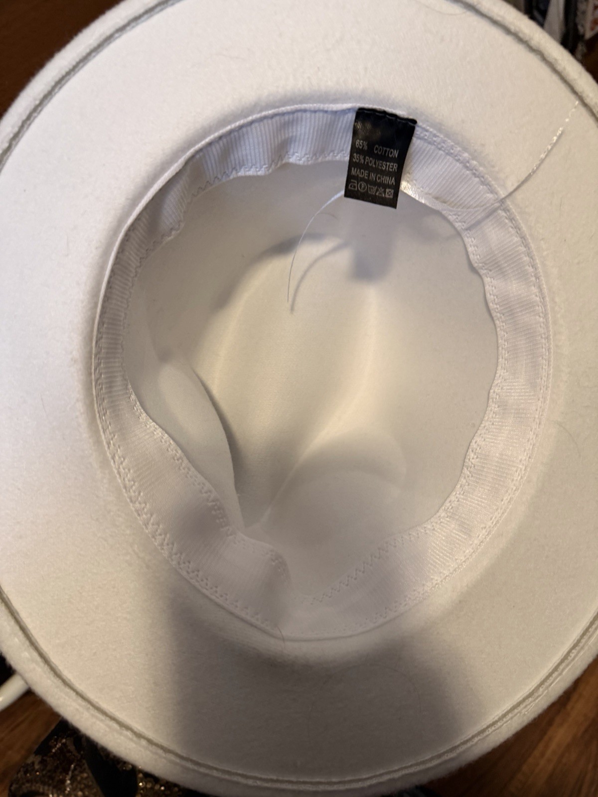 White Felt Hat Leopard Print - image 3