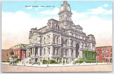 Vintage Court House Lima Ohio Postcard Hires News Agency Linen