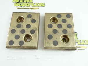 PAIR OF SELF-LUBRICATING BRONZE & GRAPHITE SLIDE PLATES 4" X 3" X 3/4"