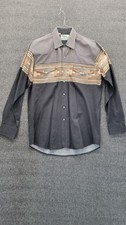 Vtg Roper Border Western Shirt Mens Large Aztec Southwest Geometric
