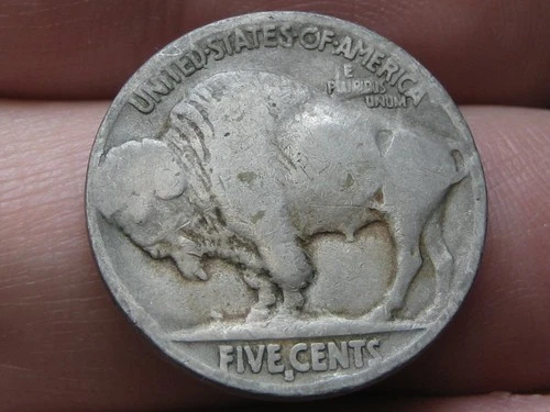 1913 S Buffalo Nickel 5 Cent Piece- Var Type 2, T2, Good/VG Reverse Details