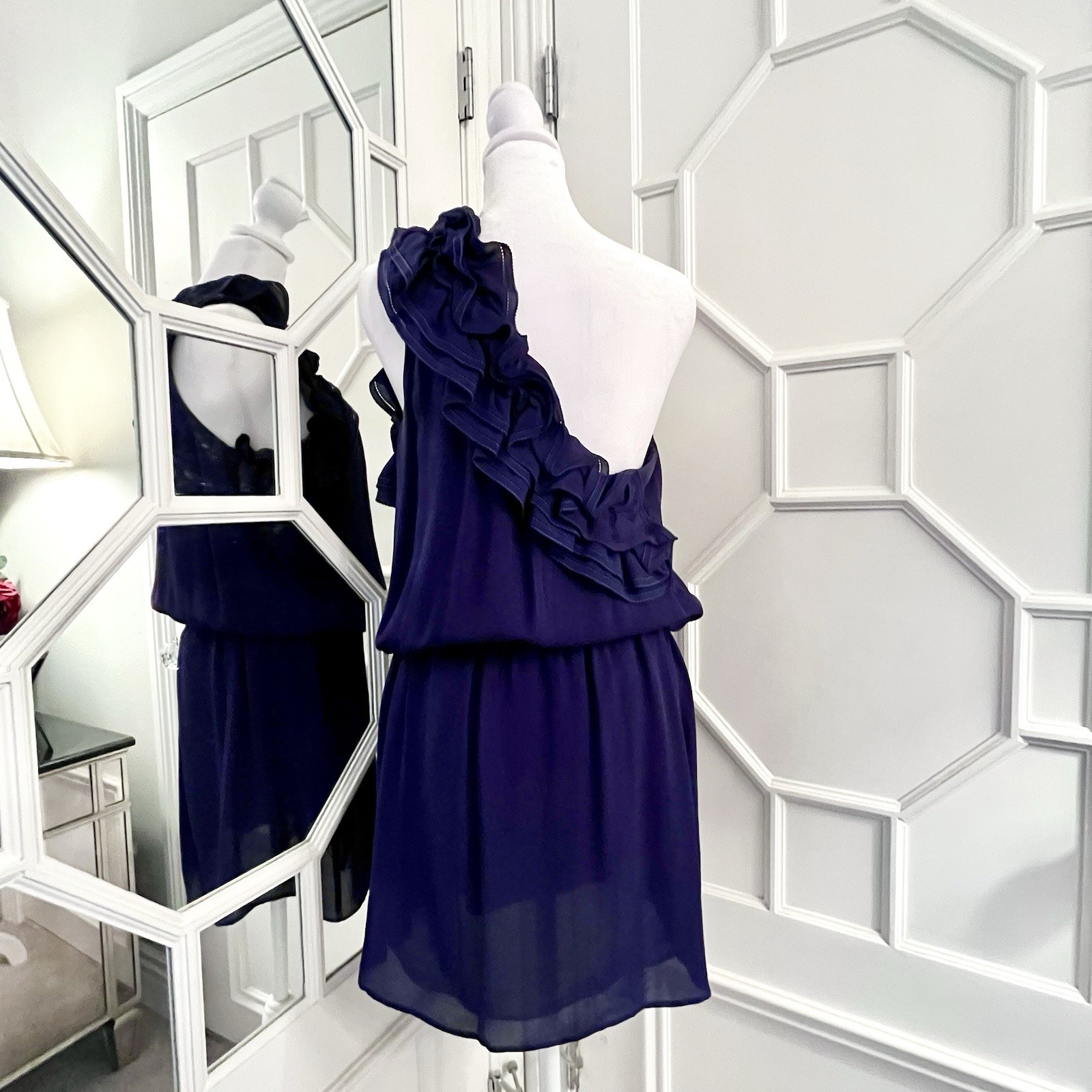 DSQUARED2 100% Silk One Shoulder Ruffled Mini Dre… - image 2