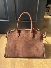 Brown Top Handle Bag Buckle Accent Zipper Closure Inner Pockets Classic Style