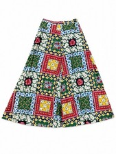 Vintage 1970s Patchwork Style Lightweight Unlined Hippie Full Skirt Century
