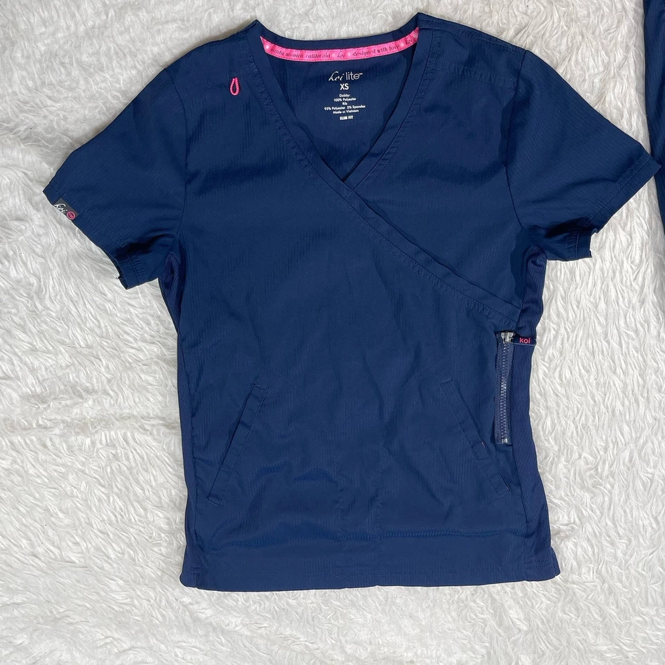 Koi Lite Slim Fit Scrub Set Pant Top Size XS Blue O3 - Image 3 of 4