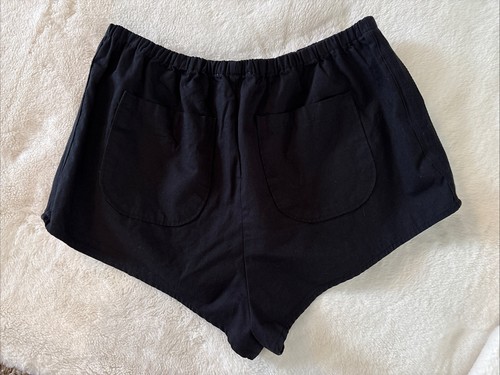 Anthropologie Shorts Linen Blend Tap Shorts Black Elastic Waist Casual Medium M - Picture 8 of 11