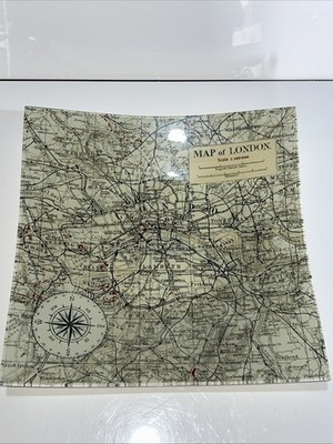 Dunelm Vintage Stil Glas Karte von London Deko Teller Wohndeko Geschenk