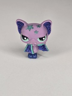 Littlest Pet Shop Authentic LPS #2142 Purple Teal Blue Glitter Vampire Bat Stars