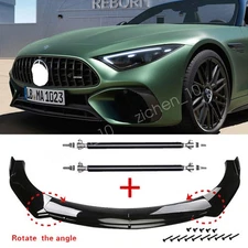For Mercedes-Benz Car Front Bumper Lip Spoiler Splitter Body Kit + Strut Rods