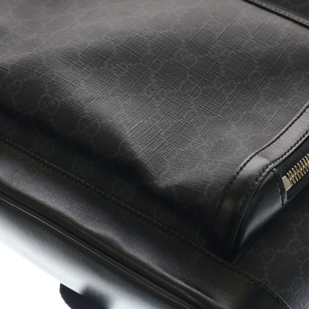 Gucci GG Supreme Interlocking G Backpack Black Leather x PVC 704017 Silver Used image 5