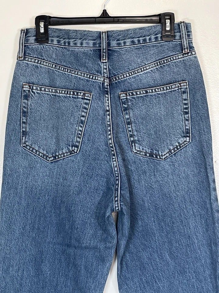 Pantalones de mezclilla para mujer Topshop mamá talla 8 azul tiro alto botón mosca pierna recta Foto 4 de 4