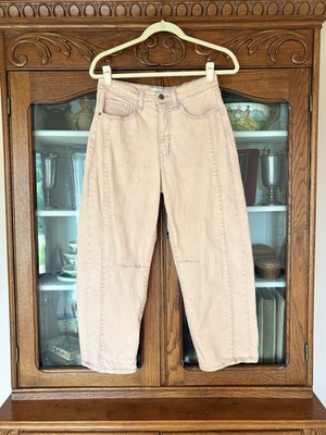#ad JESSICA SIMPSON SIZE 4 WOMEN LT PINK STRETCHY BARREL LEG JEANS SO CUTE $25.00