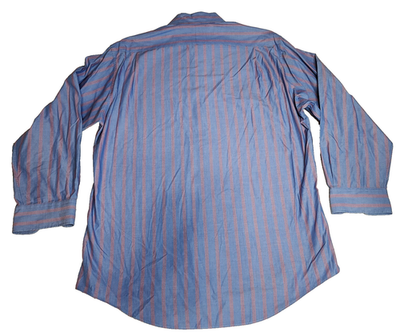 Club Room Mens Dress Shirt Sz 16x32/33 Blue Pink Striped Button Up