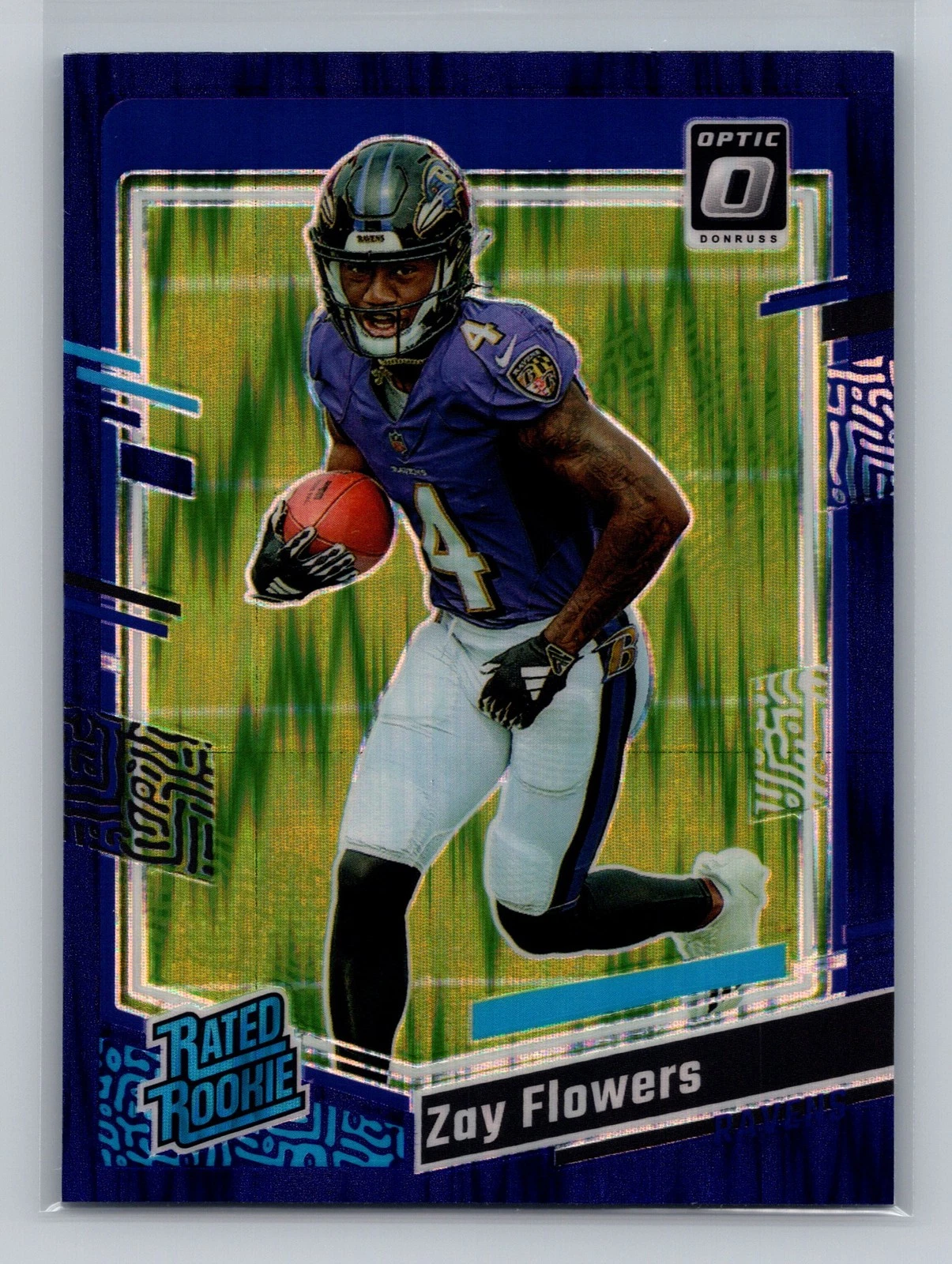 2023 Donruss Optic Zay Flowers Ravens Purple Shock Rated Rookie #210 3706