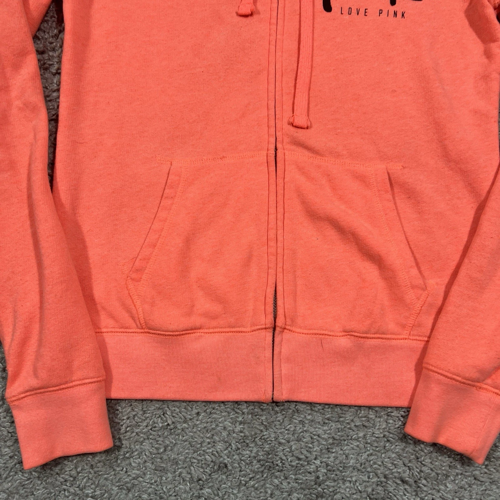 UNDERCOVER Felpa con cappuccio e zip intera Victorias Secret LOVE PINK arancione rosa logo corallo piccola