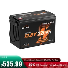 LiTime 12V 320Ah mini Bluetooth Lithium LiFePO4 Battery BMS For RV Solar Marine