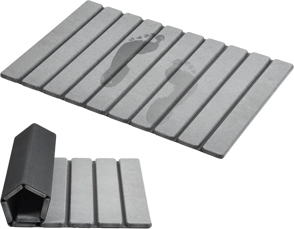 Faltbare Badematte aus Stein, super saugfähige Kieselgurmatten, rutschfest 23,6