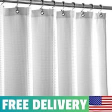 Luxury Spa-Style White Waffle Shower Curtain 71" x 78" - Easy Care Durable