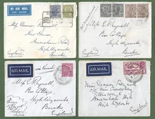 India to UK Airmail. George V Envelopes, Lahore to High Wycombe, Bucks c1930.