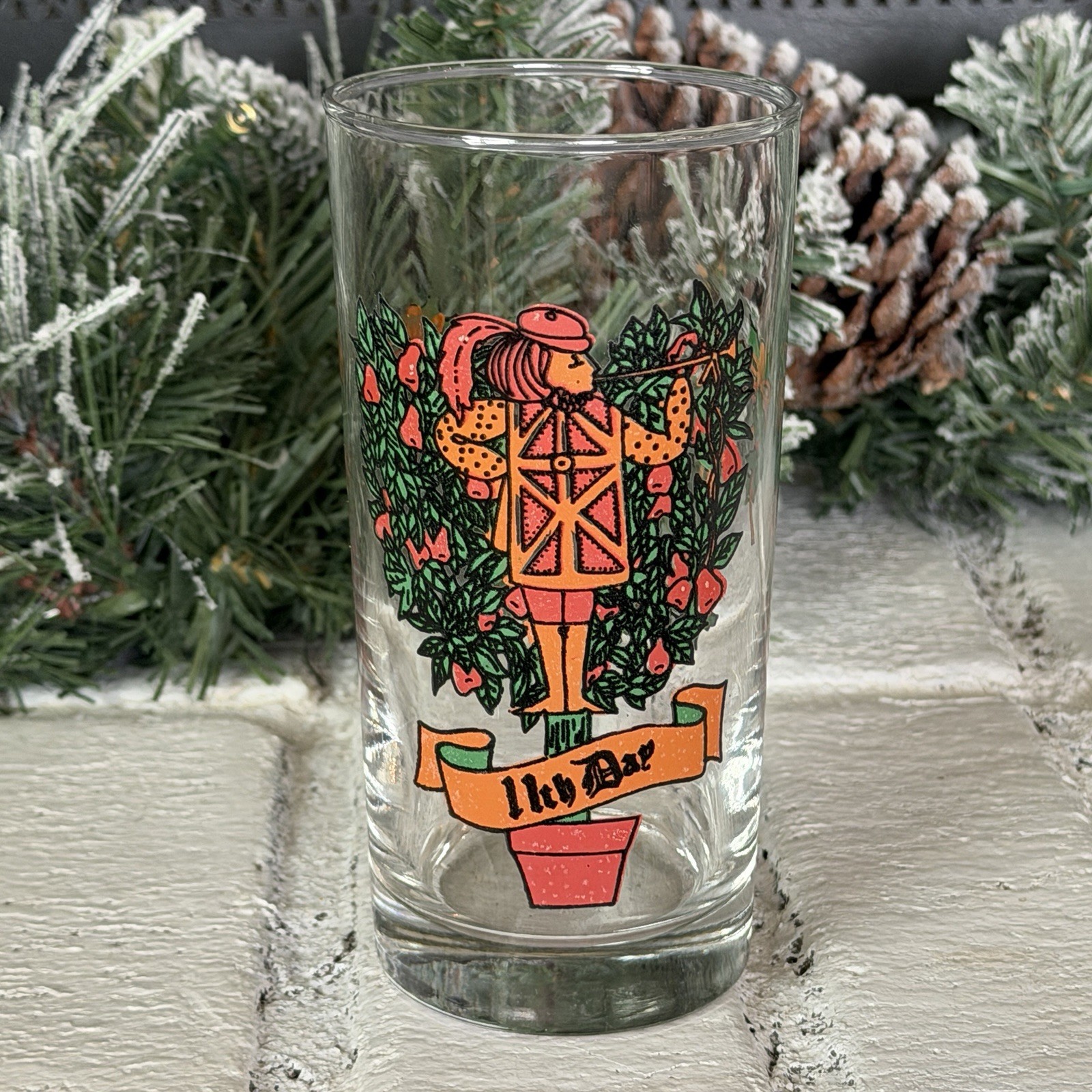 Twelve Days of Christmas 11th Day Indiana Glass Drinking Glass Tumbler 12 oz USA