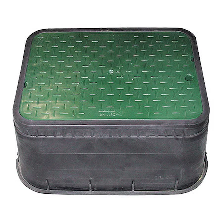 JONES STEPHENS M15001 Water Meter Box, Jumbo, 15", Sld Green Lid