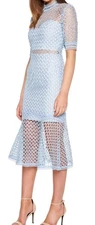 BARDOT FIONA SHORT SLEEVE MESH LACE TRUMPET DRESS PASTEL BLUE Sz 6/S NWT