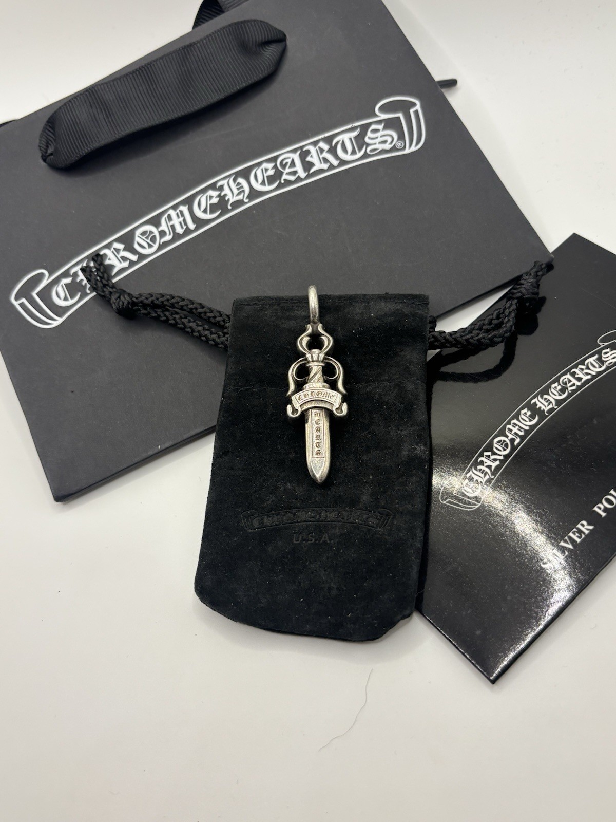 Authentic Chrome Hearts Double Dagger Pendant Sil… - image 3