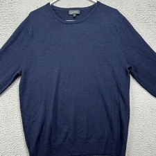 Express Merino Wool Sweater Mens Large Blue Crewneck Pullover Long Sleeve Casual