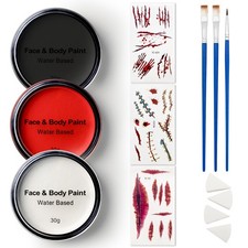 Duseu Halloween Face Painting Kit with Temporary Tattoo, Water Based Paint  ...