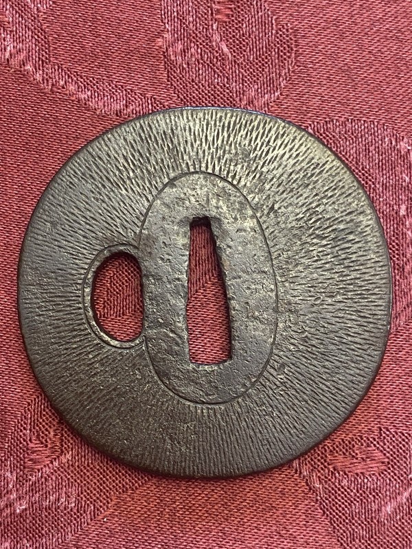 Authentic Antique Japanese Iron Tsuba 7.2 x 7.2 cm Katana