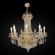 Classic Gold Empire Crystal Chandelier 35"