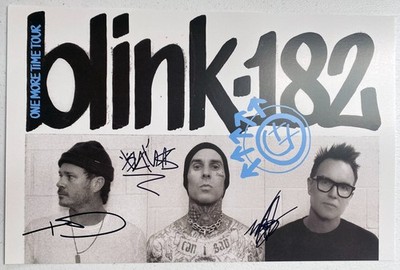 Blink-182 Hand Signed VIP Poster - 2024 One More Time Tour Barker DeLonge Hoppus