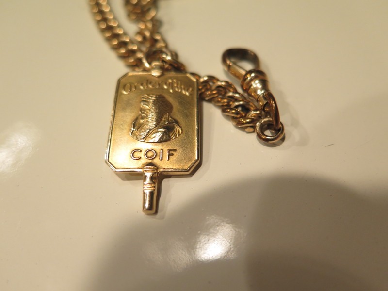 ANTIQUE 1931 George Washington Univ 14K GOLD ORDER of COIF Watch FOB Engraved