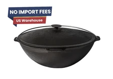 Cast-Iron Kazan Cauldron 12L 3.17 Gal w/ Lid Outdoor & Indoor Cooking