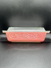 Vintage PYREX 575 B Pink Scroll Space Saver 2 Qt Rectangle Casserole Dish W/Lid