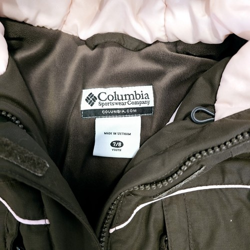 Columbia Girls Winter Coat Youth 7/8 Brown With Pink Trim - Picture 4 of 11