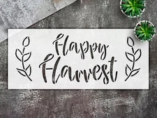 Happy Harvest Stencil Wheat Stalk DIY Fall Decor Farmhouse Autumn Decor Rustic