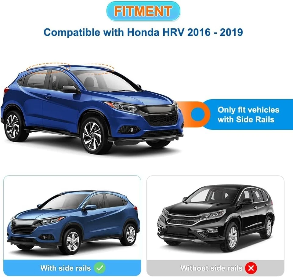 Barras transversales para baca de techo JDMON compatibles con Honda HR-V HRV 2016-2022 - plateadas Foto 2 de 4