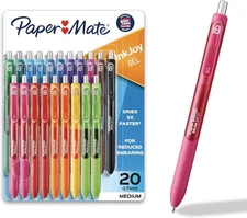 Paper Mate InkJoy Pens Gel Medium Point 1 Count (Pack of 20), Multicolor 