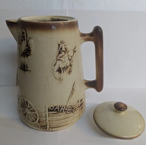 Vintage McCoy Pottery El Rancho Western Bar-B-Q Coffee Pot with Lid