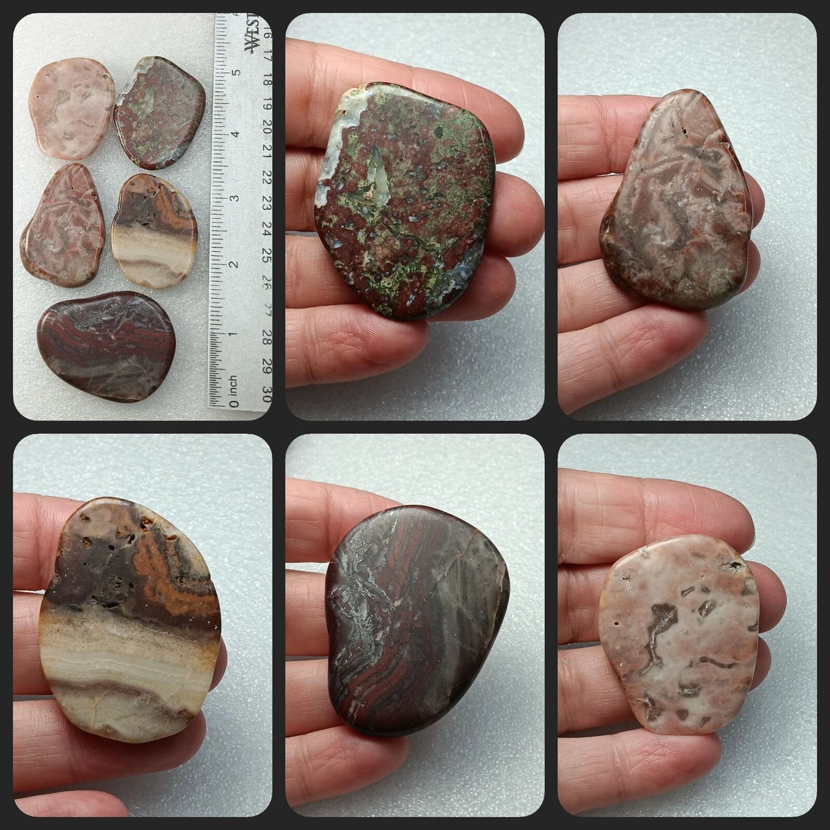 5 Lake Superior Pocket Stone Worry Rock Sliced Polished Smooth