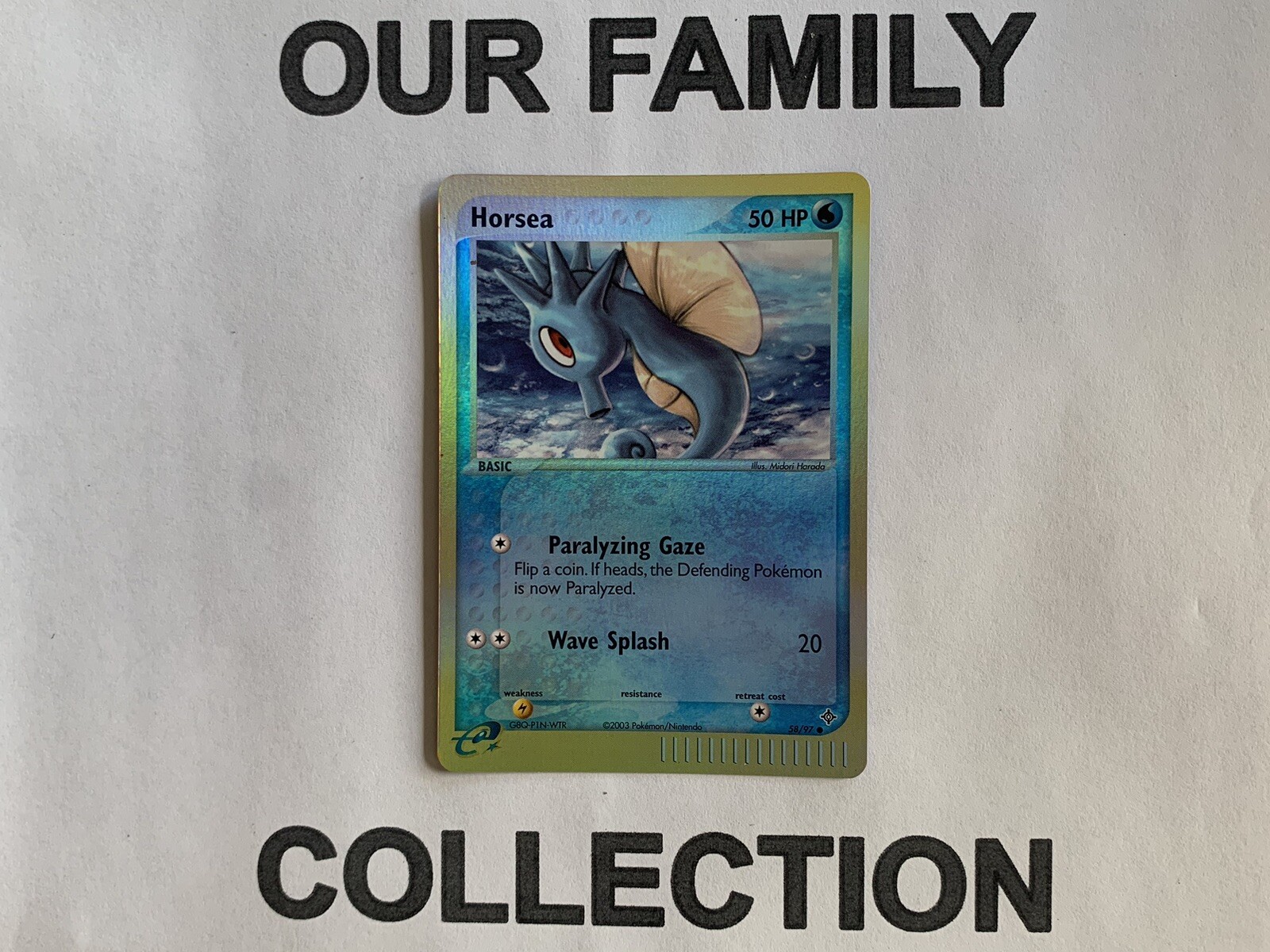 2003 E Series Pokemon Card - Horsea 58/97 - EX Dragon Reverse Holo - NM