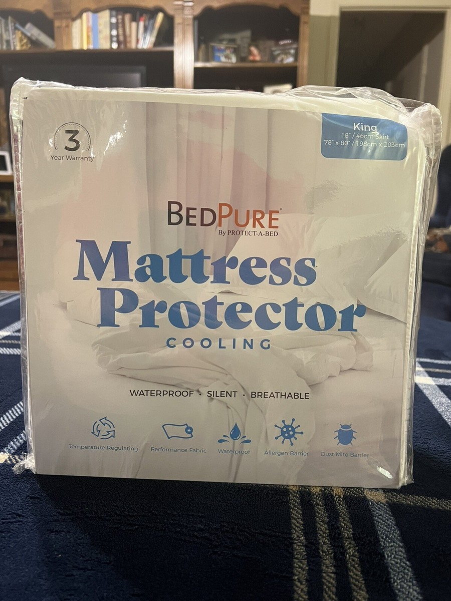 BEDPURE BY PROTECT-A-BED KING MATTRESS PROTECTOR WHITE COOLING