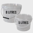 Plastic MultiPurpose Bucket Tub Container Clear w/ Lid Carry Handle 5L 8L